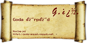 Goda Árpád névjegykártya